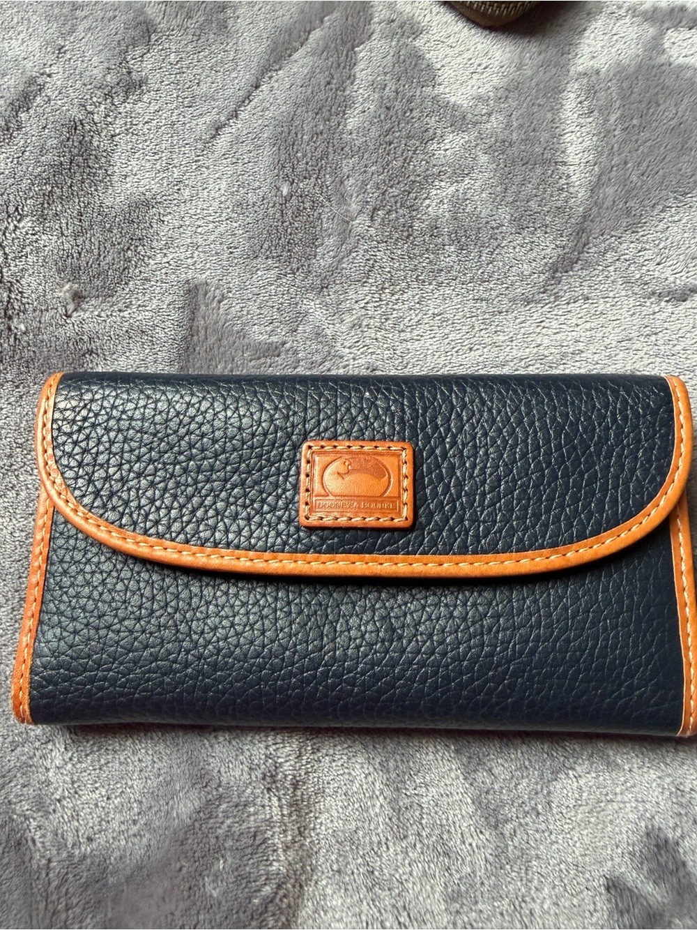Dooney & Bourke Black Leather Wallet with Brown Trim